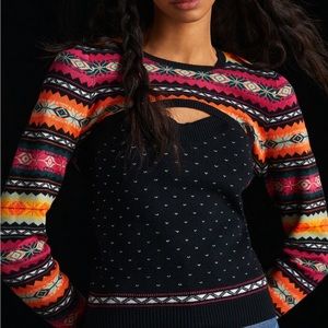 Maeve by Anthropologie Abstract Sweater shrug set